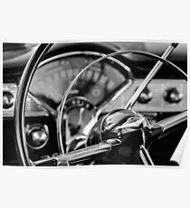 1956 Chevrolet Bel Air Steering Wheel -0552bw Poster