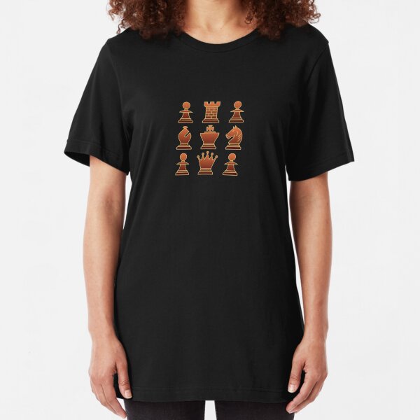 Chess - Brown square Slim Fit T-Shirt