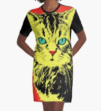 POP ART CAT - YELLOW RED Graphic T-Shirt Dress