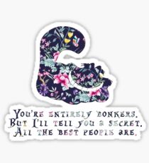 Alice floral designs - Cheshire cat entirely bonkers Sticker