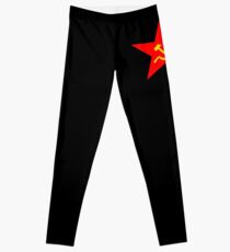 Hammer & Sichel, Roter Stern, Kommunistischer Stern, Kommunismus, auf SCHWARZ Leggings