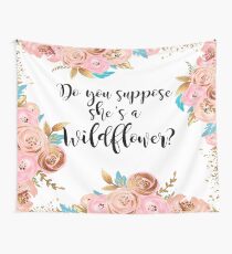 Erröten Rosa und Gold Wildflower Wandbehang