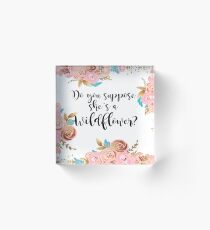 Blush pink and gold wildflower Acrylic Block