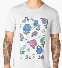 Blue and purple roses floral pattern Men's Premium T-Shirt