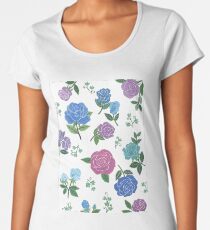 Blue and purple roses floral pattern Women's Premium T-Shirt