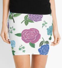 Blue and purple roses floral pattern Mini Skirt