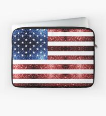 Funda para portátil USA bandera rojo azul destellos brilla