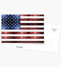 USA flag red blue sparkles glitters Postcards