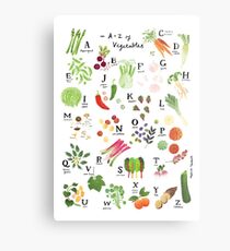 Vegetable Alphabet Illustration Metal Print