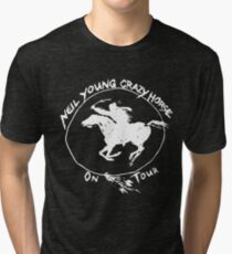 TOUR NEIL YOUNG CRAZY HORSE TELUR BLACK Tri-blend T-Shirt