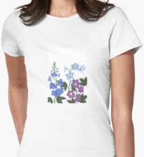 Delicate blue and purple flowers Women's Fitted T-Shirt