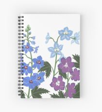 Zarte blaue und violette Blumen Spiralblock