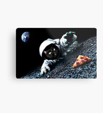 Space Cat Wants Pizza Metal Print