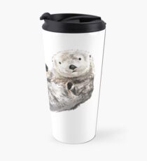 Sweet Loving Sea Otters Couple Travel Mug