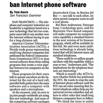 Artwork thumbnail, HD - Telephone industry moves to ban Internet phone software by Phneepers