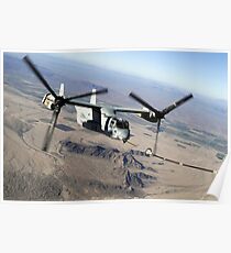 A Marine Corps MV-22 Osprey prepares to refuel midflight. Poster