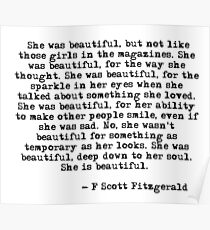 She was beautiful - F Scott Fitzgerald Poster