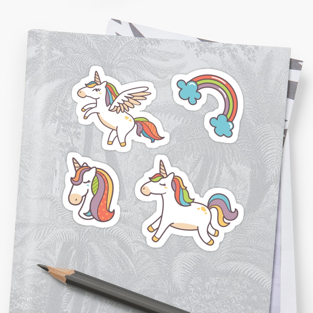 unicorns and rainbows stickers by larkdesigns redbubble