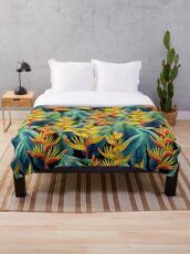 Aquarell Helikonia Fleecedecke