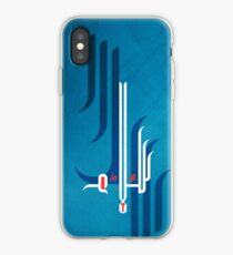 the word: Peace in Arabic Calligraphy "Salam" on blue iPhone Case