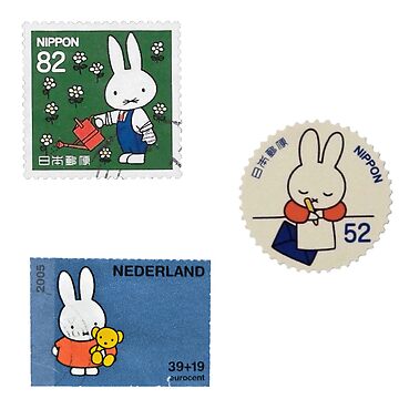 Artwork thumbnail, Vintage Cute Japanese Bunny Stamps Sticker Pack by Catpuss