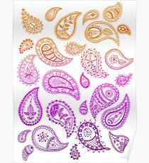 Indien Vibe: Sonnenuntergang Paisley Poster