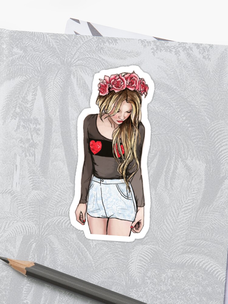 Tumblr Flower Crown Girl Sticker By Daniellejoy Redbubble