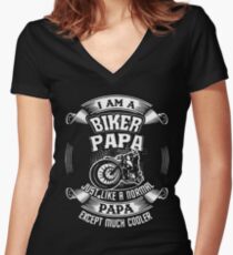 I am a biker papa just like a normal papa except much cooler t-shirts Women's Fitted V-Neck T-Shirt