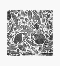 Mixed leaves, Lino cut printed nature inspired hand printed pattern Scarf