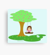 Cat and the Cat play in the swing Canvas Print