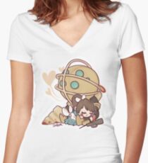Little Sister Nap Time Women's Fitted V-Neck T-Shirt