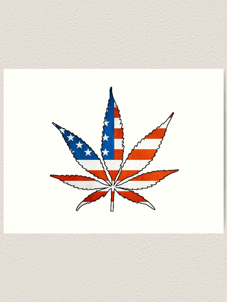 Marijuana Leaf American Flag Art Print By Bgilbert Redbubble