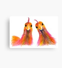 Hens Chickens PRiNT ' HARRIET & HUMBUG 2 ' by Shirley MacArthur Canvas Print
