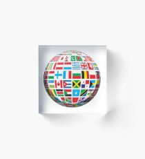World, Flags of the Globe, Flags, Globe, Peace, Global Acrylic Block