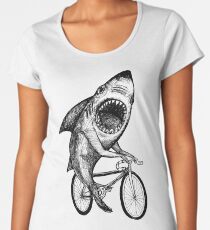 Camiseta premium para mujer Bicicleta Shark Ride