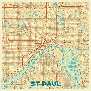 Artwork thumbnail, St Paul Map Retro by HubertRoguski