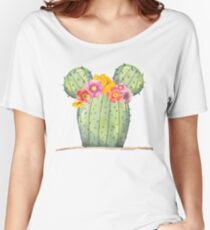 Mouse Cactus with Floral Crown Women's Relaxed Fit T-Shirt