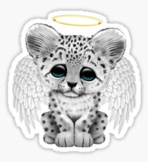 Cute Baby Snow Leopard Cub Angel Sticker
