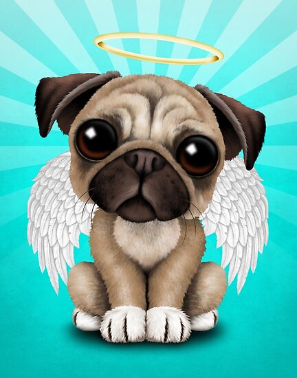 Cute Baby Pug Puppy Angel Posters By Jeff Bartels Redbubble