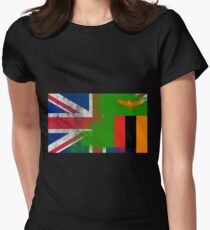 Britisches Sambian halbe Sambia halbe BRITISCHE Flagge Tailliertes T-Shirt
