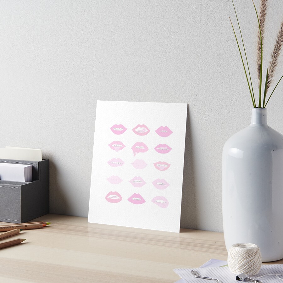 pink and blush lipstick lips Art Board Print
