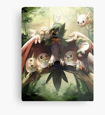 Decidueye Familia con Rowlet y Dartrix / Decidueye's Family with Rowlet and Dartrix Metal Print