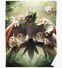 Decidueye Familia con Rowlet y Dartrix / Decidueyes Familie mit Rowlet und Dartrix Poster