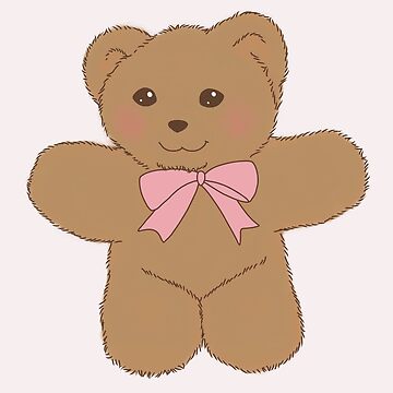 teddy bear ribbon coquette dollette brown pink | Sticker