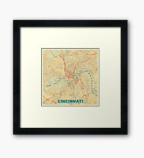 Cincinnati Map Retro Framed Print