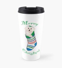 Christmas themed bichon frize Travel Mug