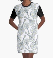 Tipical portuguese fado guitar and azulejo tiles background Graphic T-Shirt Dress
