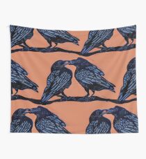 Orange Crows Wall Tapestry