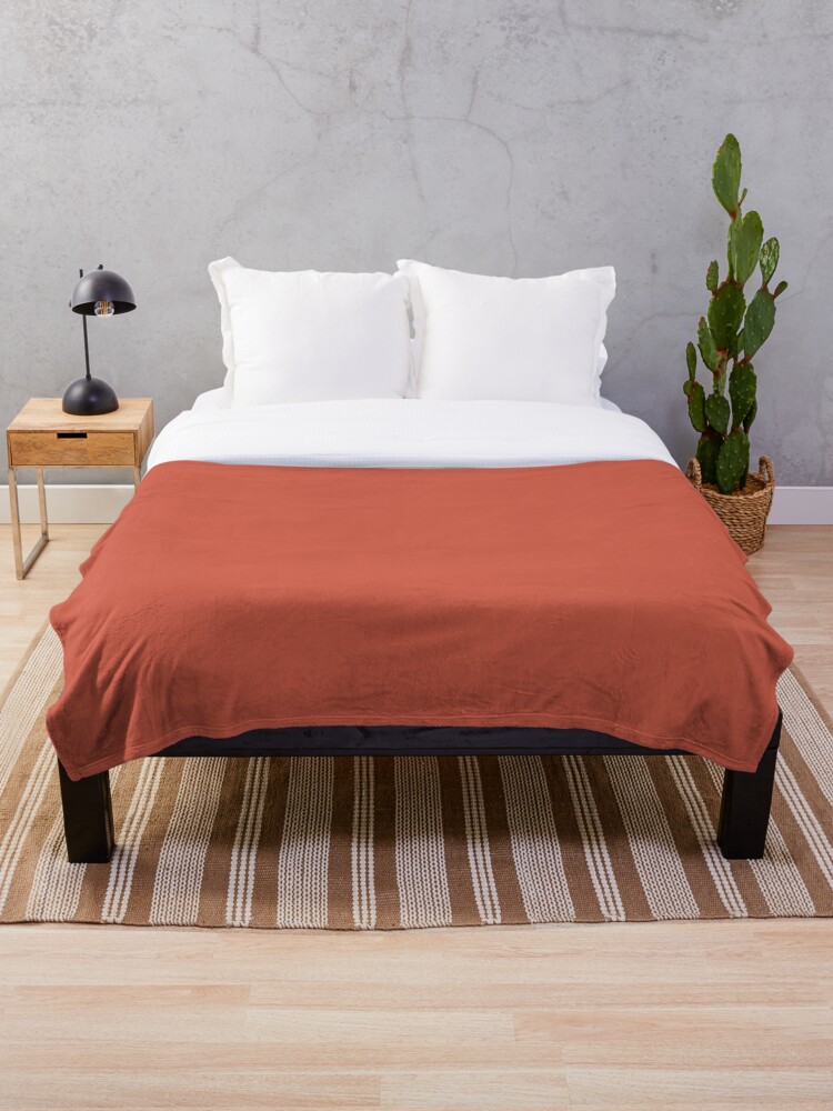 Solid Plain Dark Coral Throw Blanket By Ozcushions Redbubble