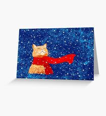 Tabby loves Snow Greeting Card